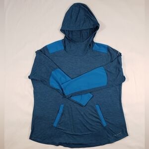 Columbia UV Protection Hooded Pull-over Jacket Size 2X Teal / Grey